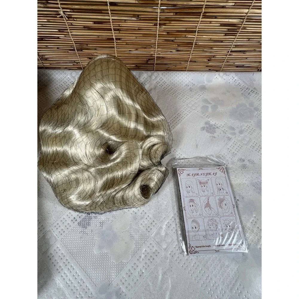 Medisifa Finfer Wave Wig 1920s Retro Mid Long Curly Synthetic Hair Blonde